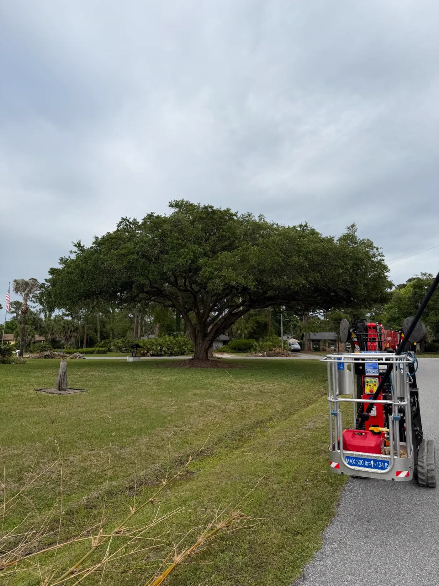 Tree service equipment staged for an emergency call in Brevard County